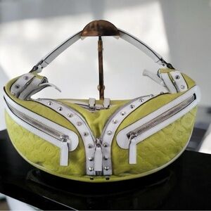 Versace Half Moon Shoulder Bag  Yellow & white EUC